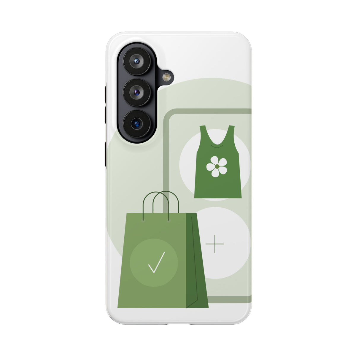 Green Shopping Icons Tough Phone Case — Eco Chic Protective Phone Cover