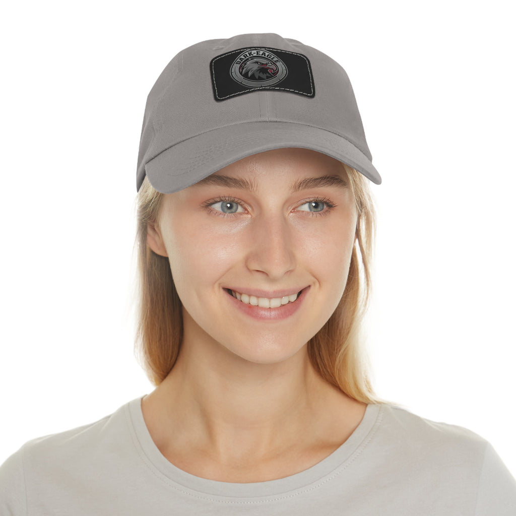 Leather Patch Dad Hat — ‘Dark Eagle’ Vintage Emblem Cap
