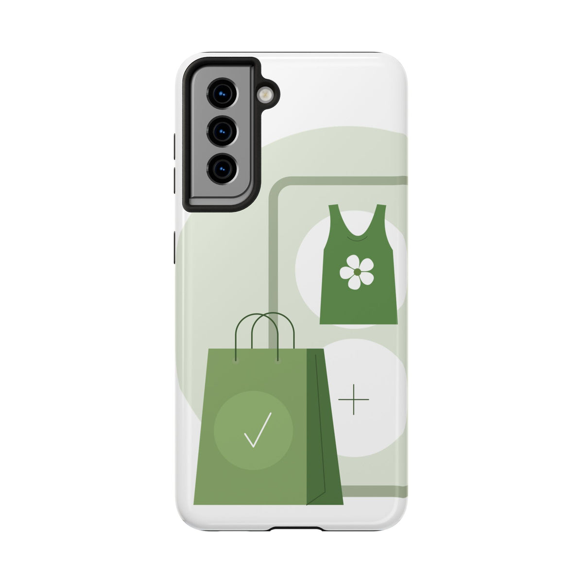 Green Shopping Icons Tough Phone Case — Eco Chic Protective Phone Cover