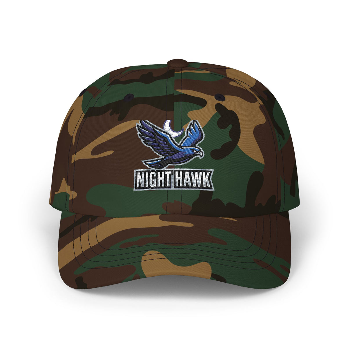 Night Hawk Embroidered Dad Cap — Retro Blue Hawk Baseball Hat