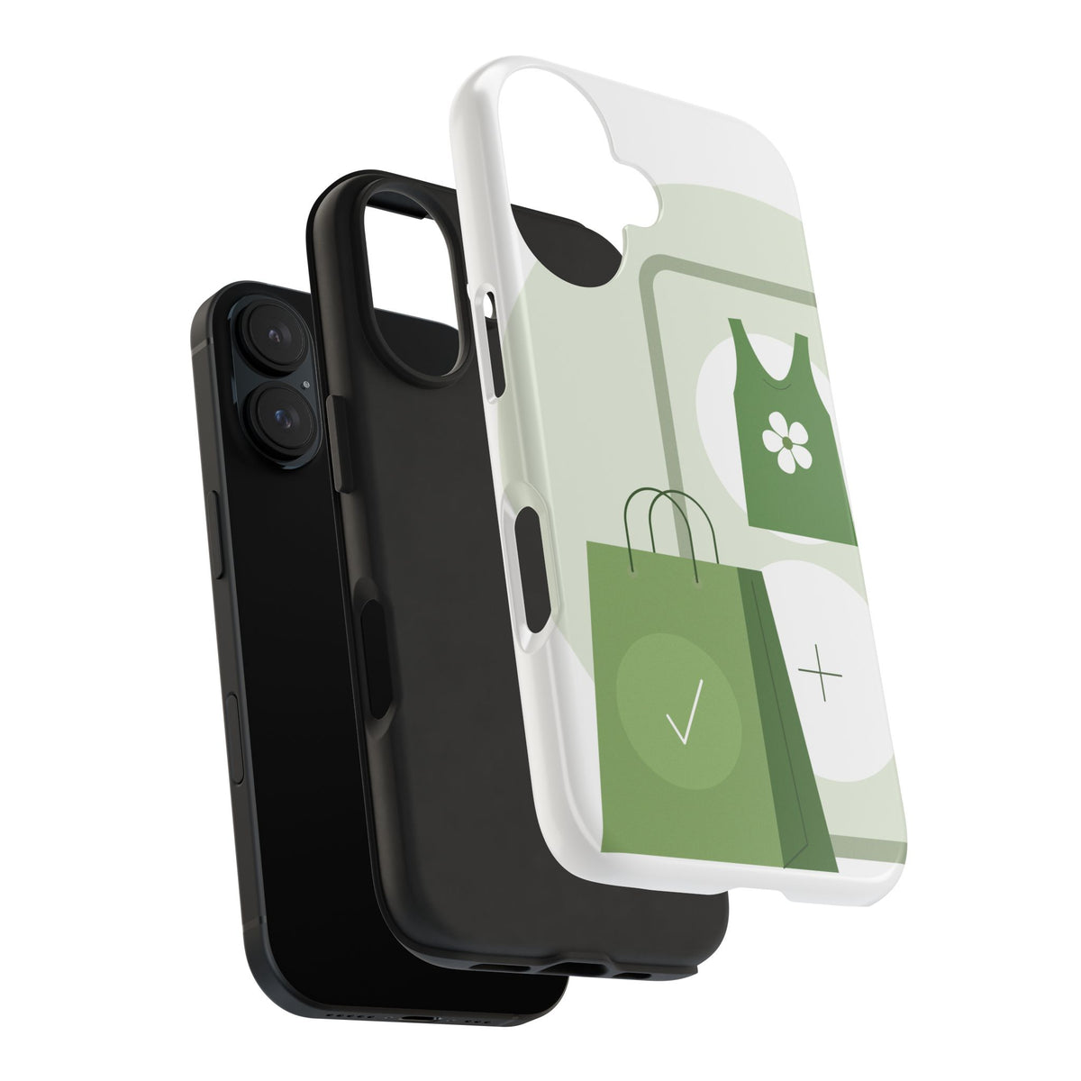 Green Shopping Icons Tough Phone Case — Eco Chic Protective Phone Cover
