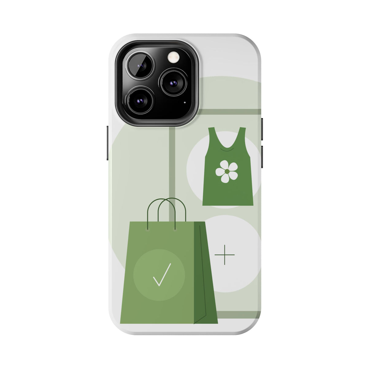 Green Shopping Icons Tough Phone Case — Eco Chic Protective Phone Cover