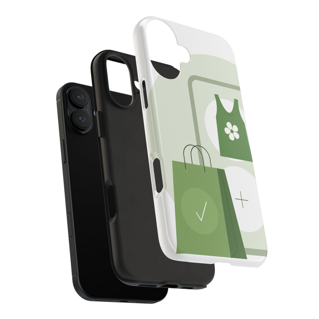 Green Shopping Icons Tough Phone Case — Eco Chic Protective Phone Cover