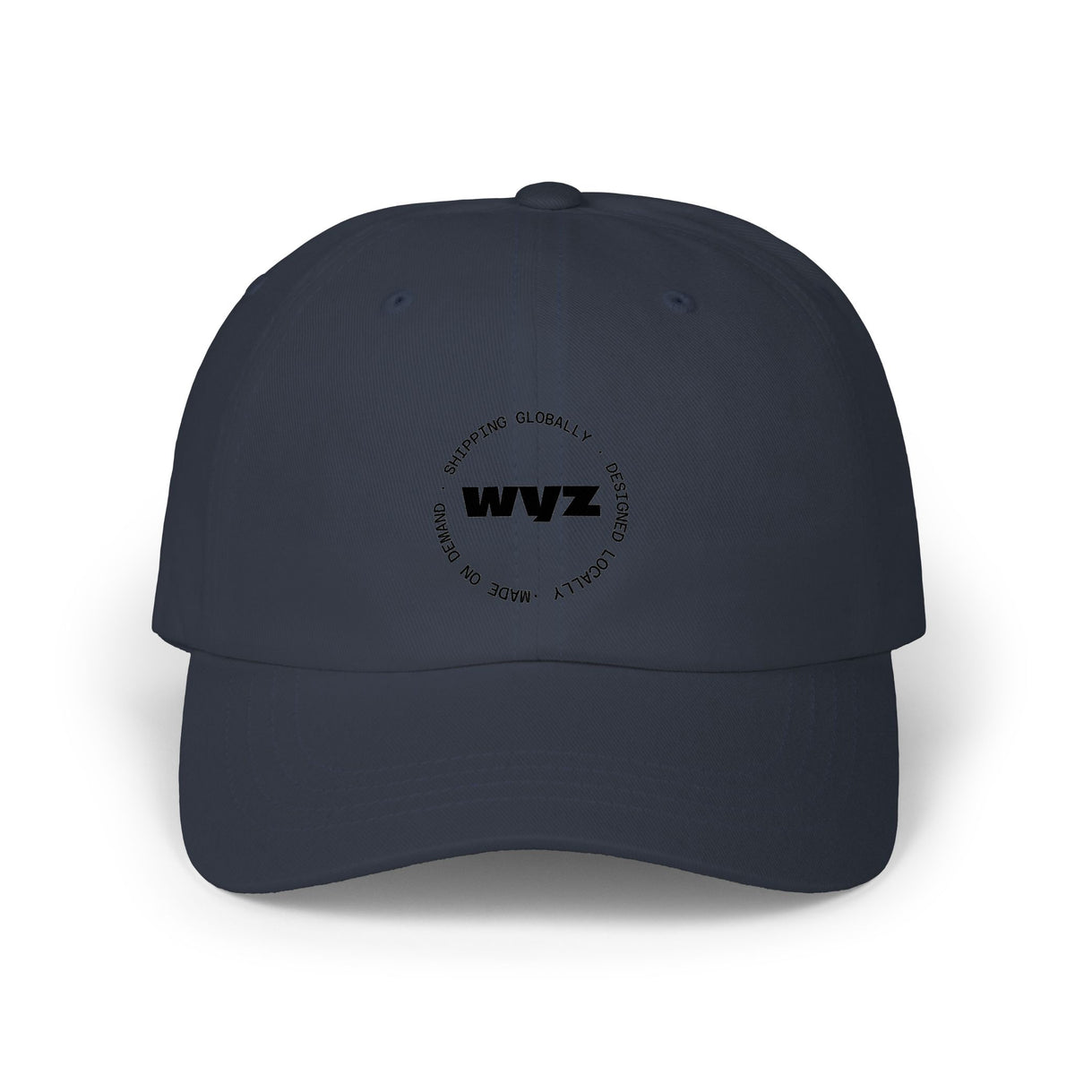 WVZ Circular Logo Dad Cap — Minimal White Baseball Hat