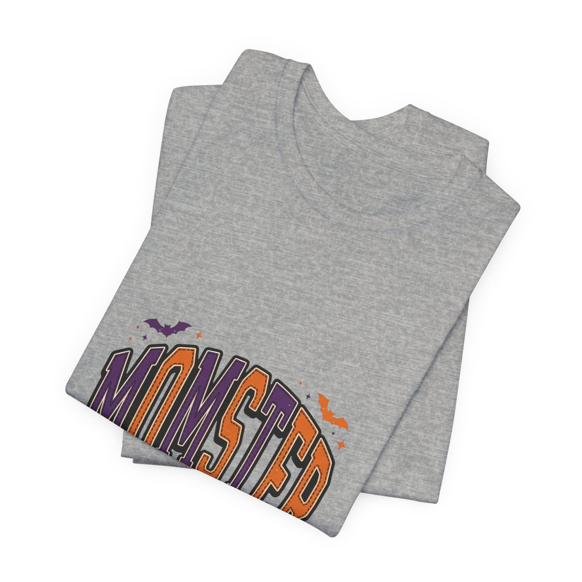 Momster Halloween Tee | purple orange spooky lettering, bats & pumpkins