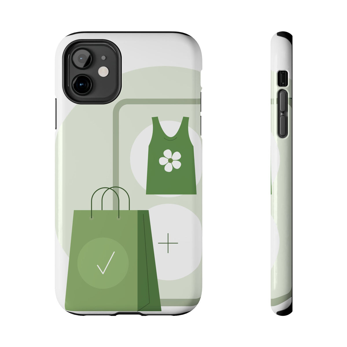 Green Shopping Icons Tough Phone Case — Eco Chic Protective Phone Cover