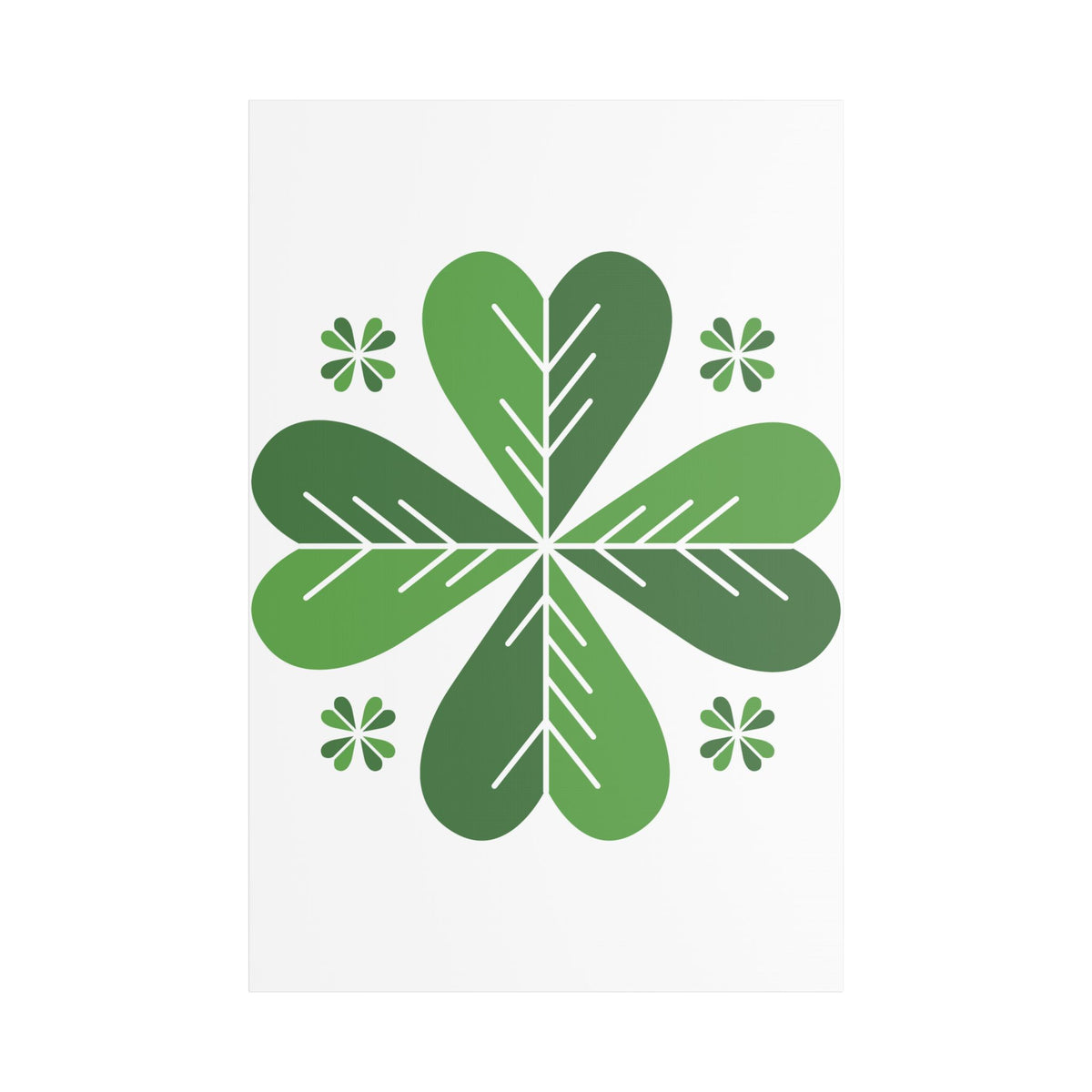 Green Clover Wall Art Canvas — Stretched Satin Botanical Print