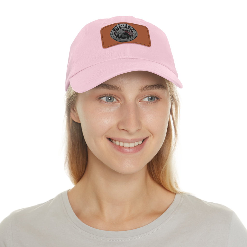 Leather Patch Dad Hat — ‘Dark Eagle’ Vintage Emblem Cap
