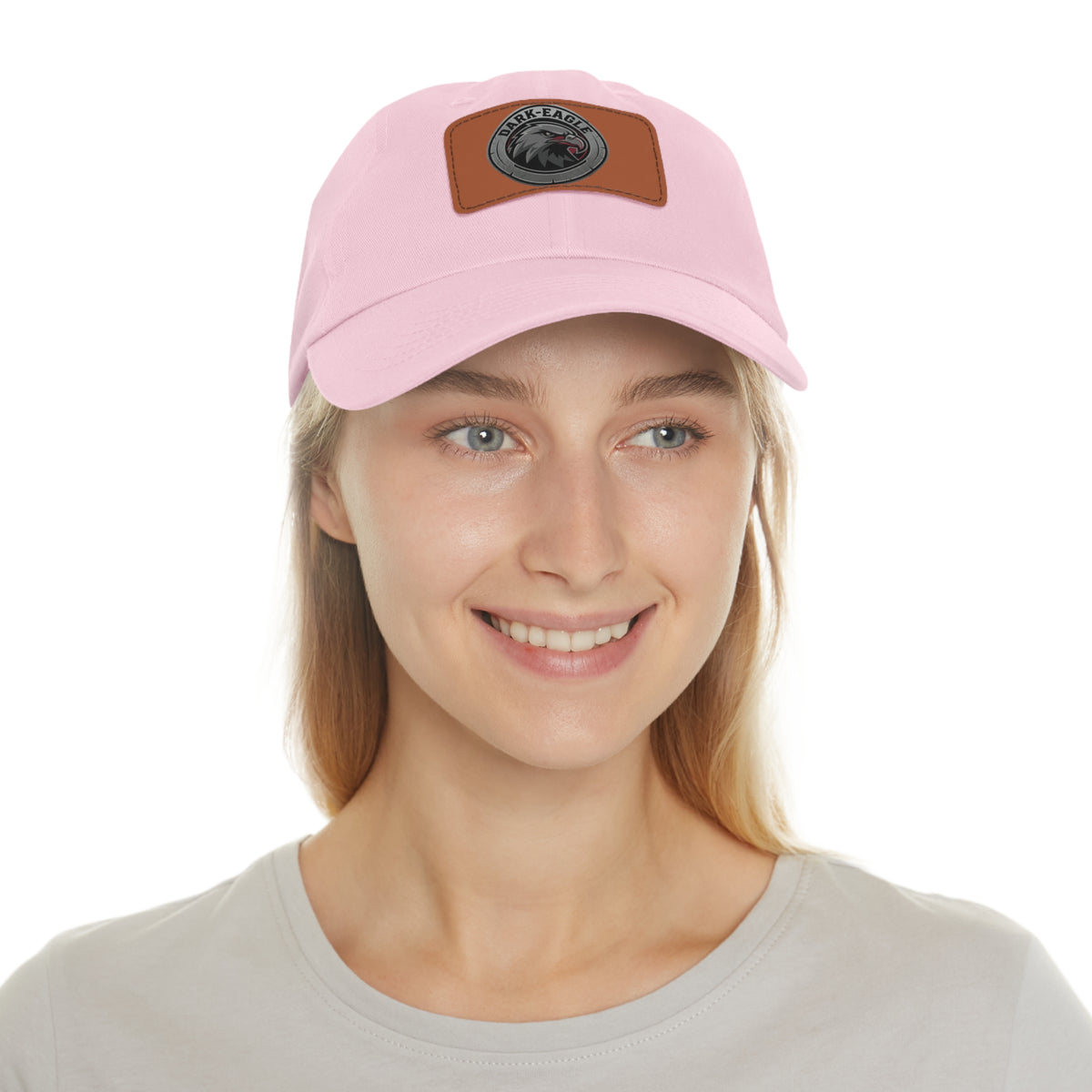 Leather Patch Dad Hat — ‘Dark Eagle’ Vintage Emblem Cap