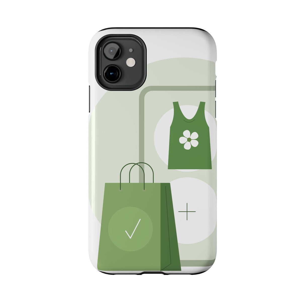 Green Shopping Icons Tough Phone Case — Eco Chic Protective Phone Cover