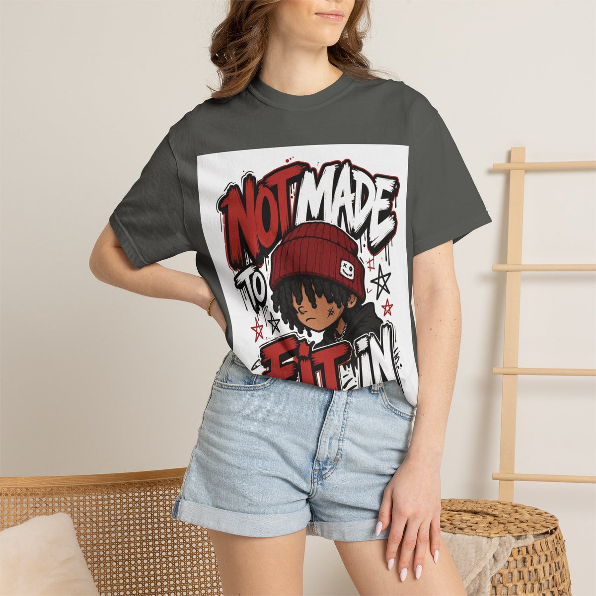 Not Made to Fit In Graphic T-Shirt — Streetwear Anime Statement Tee