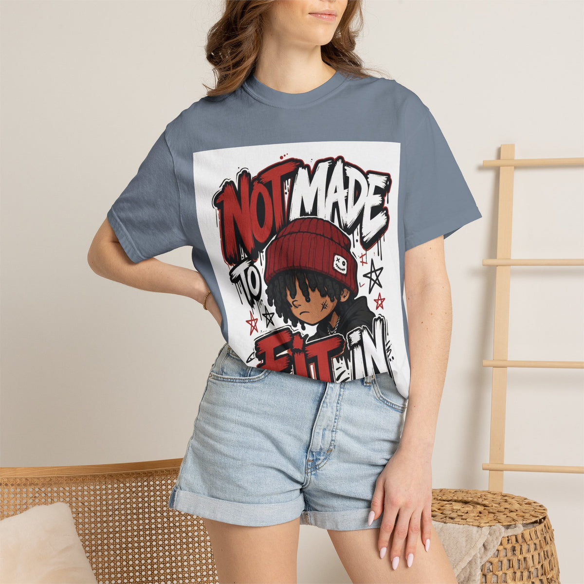Not Made to Fit In Graphic T-Shirt — Streetwear Anime Statement Tee