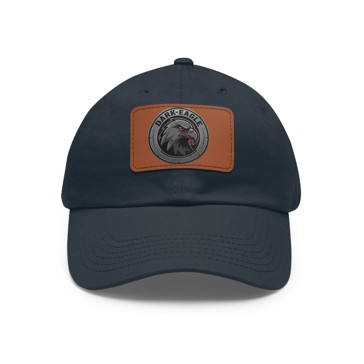 Leather Patch Dad Hat — ‘Dark Eagle’ Vintage Emblem Cap
