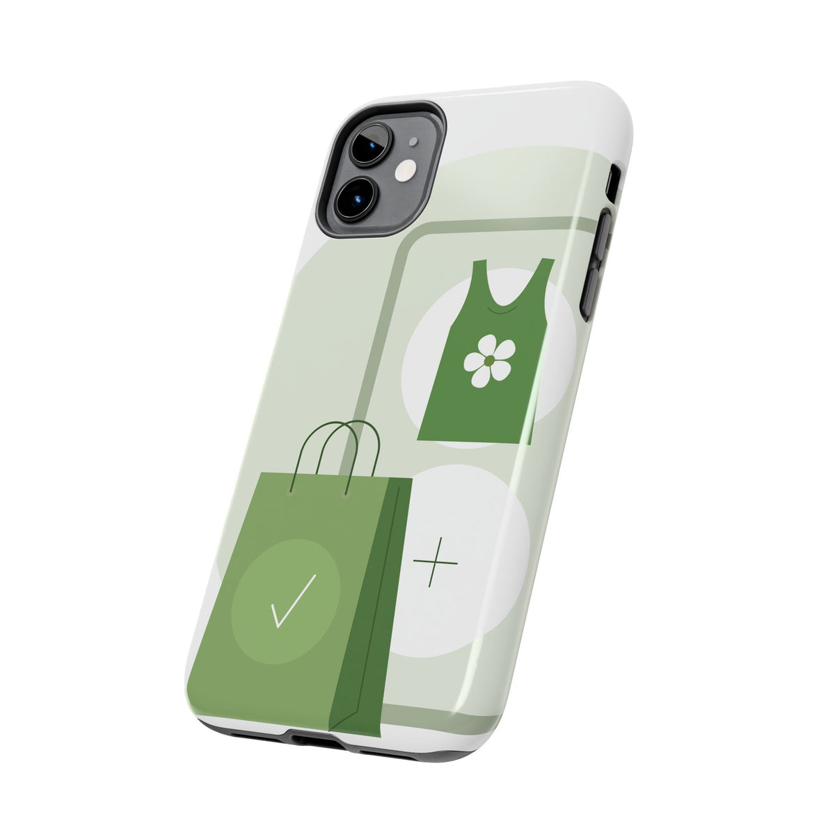 Green Shopping Icons Tough Phone Case — Eco Chic Protective Phone Cover