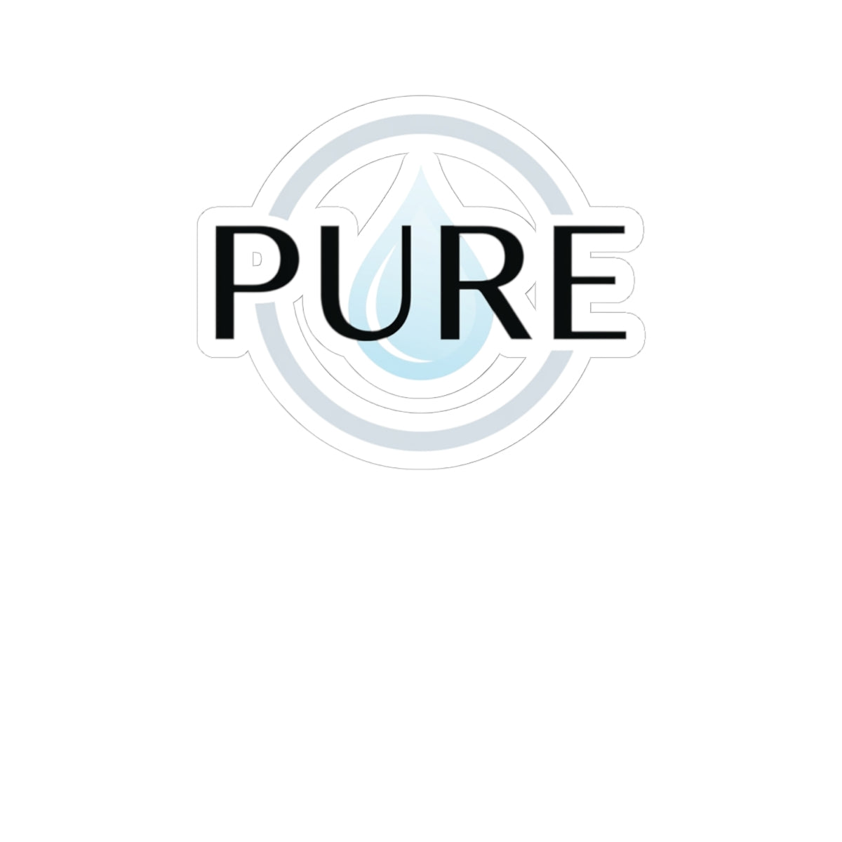 PURE Water Drop Kiss-Cut Sticker — Minimal Logo Decal for Laptops & Gear