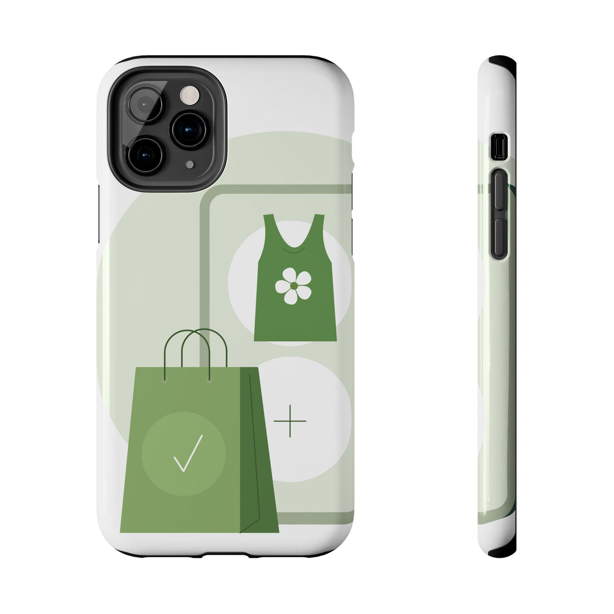 Green Shopping Icons Tough Phone Case — Eco Chic Protective Phone Cover