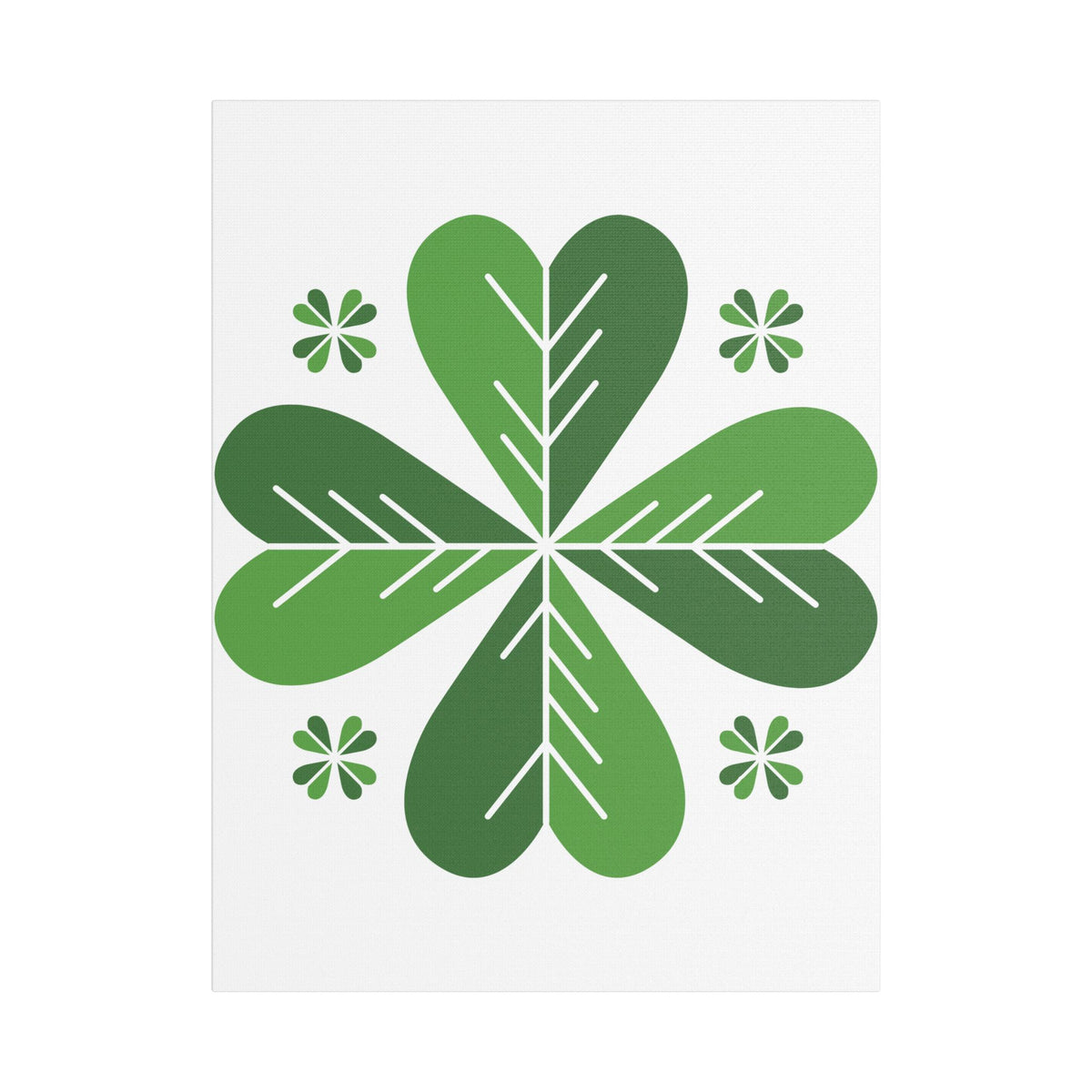 Green Clover Wall Art Canvas — Stretched Satin Botanical Print