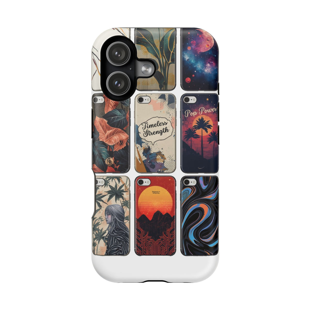Carcasa Móvil Magnética Resistente — Diseños Retro Sunset, Palm y Cosmic
