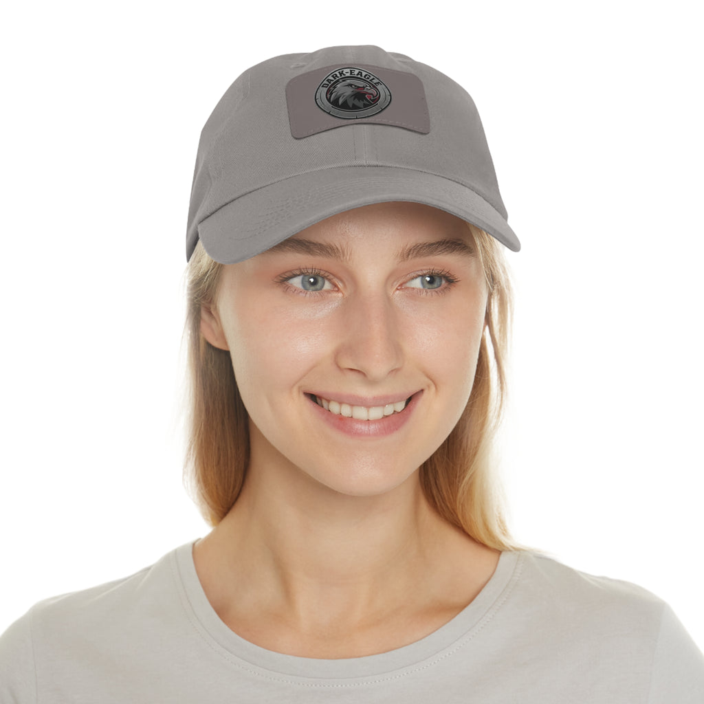 Leather Patch Dad Hat — ‘Dark Eagle’ Vintage Emblem Cap