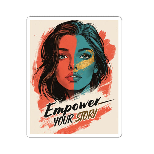 Empower Your Story Kiss-Cut Sticker — Feminist Portrait Vinyl Decal