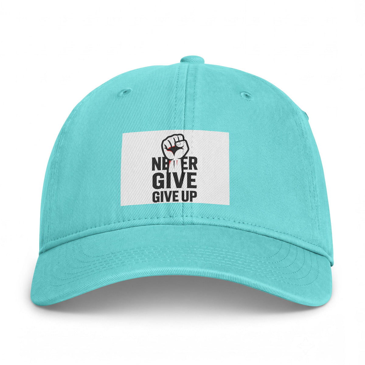 Embroidered 'Never Give Up' Washed Cap - Motivational Casual Baseball Hat