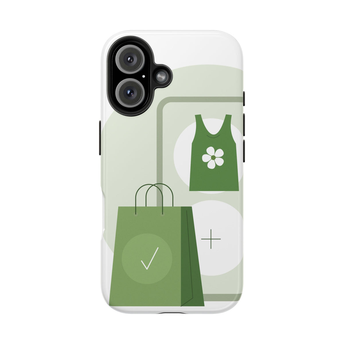 Green Shopping Icons Tough Phone Case — Eco Chic Protective Phone Cover