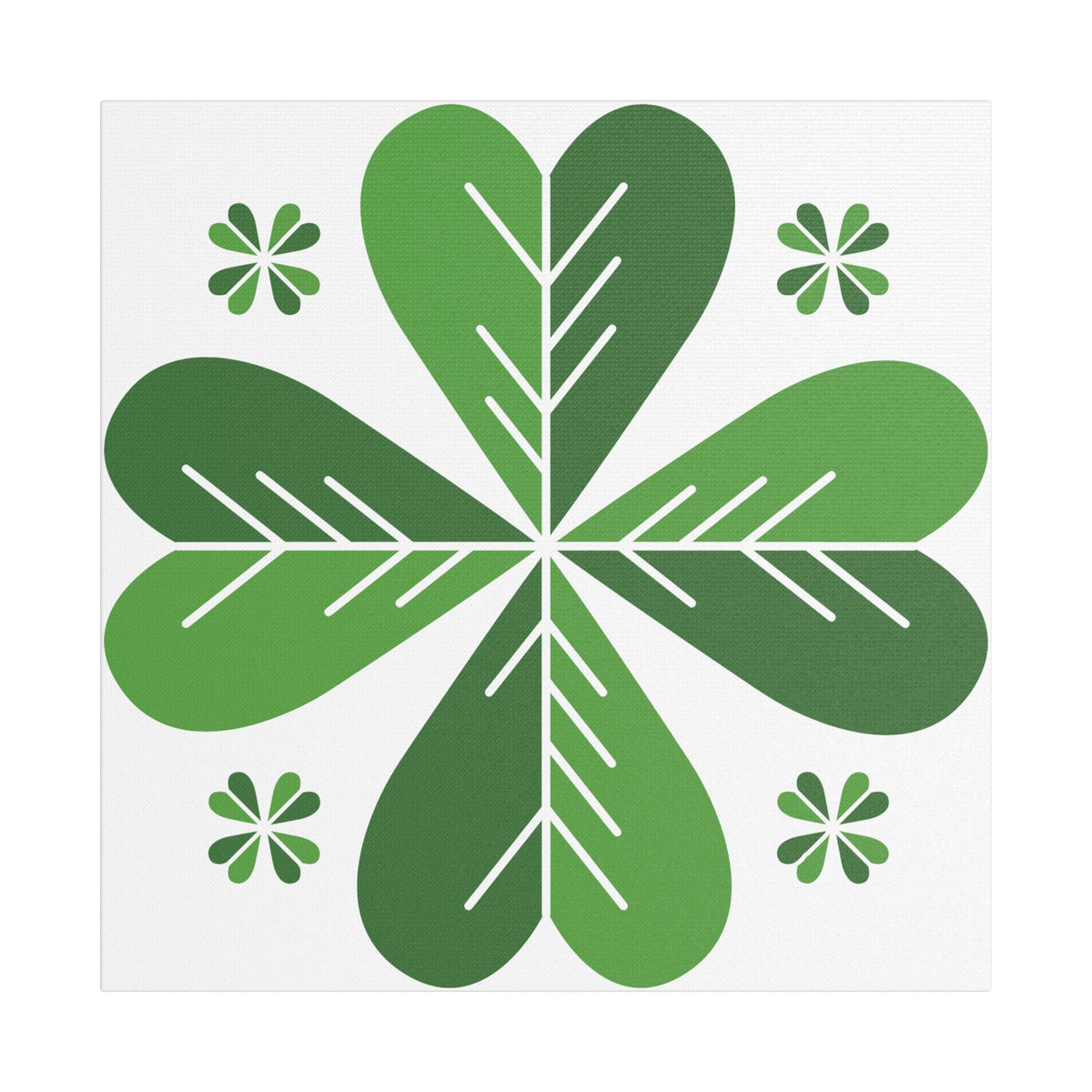 Green Clover Wall Art Canvas — Stretched Satin Botanical Print