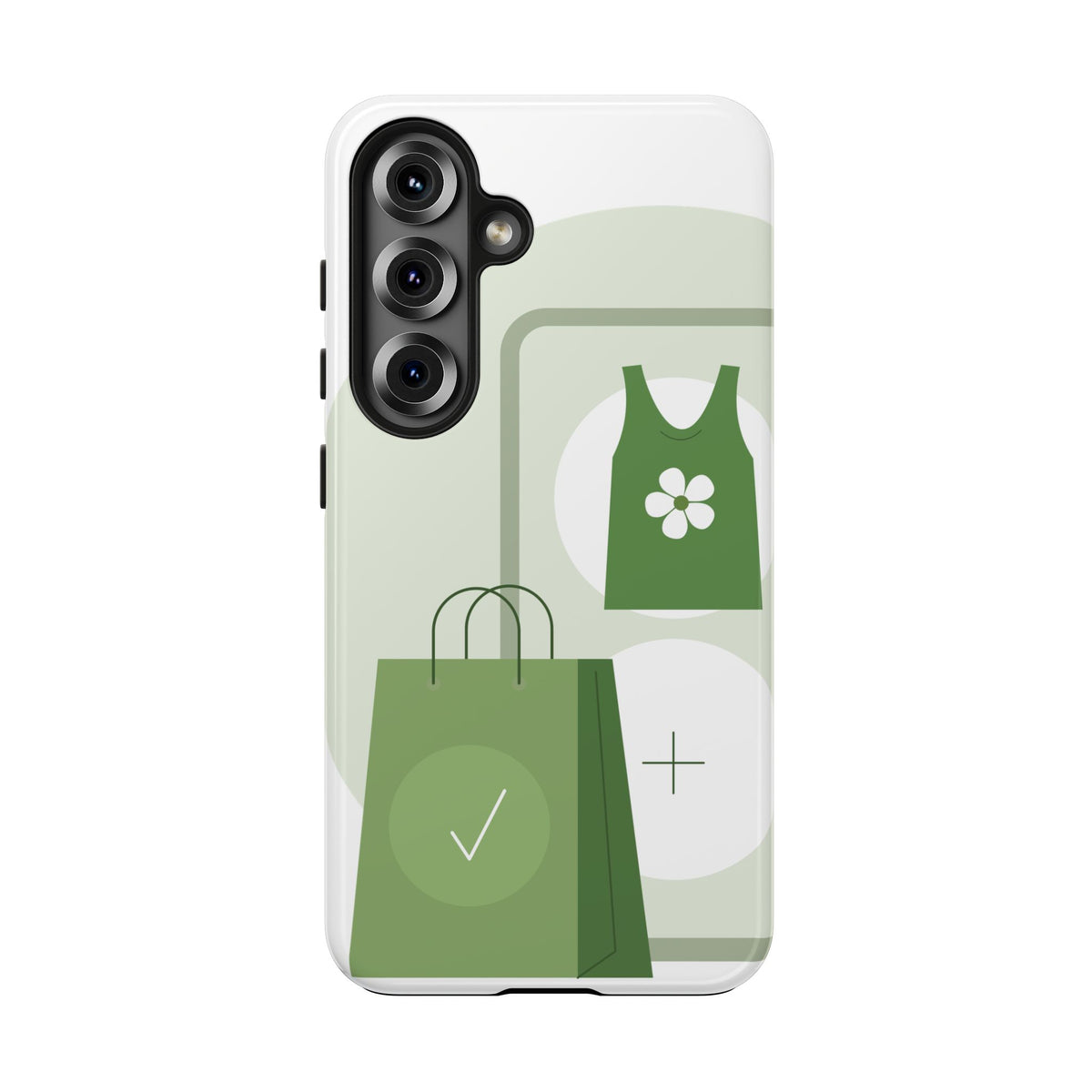 Green Shopping Icons Tough Phone Case — Eco Chic Protective Phone Cover
