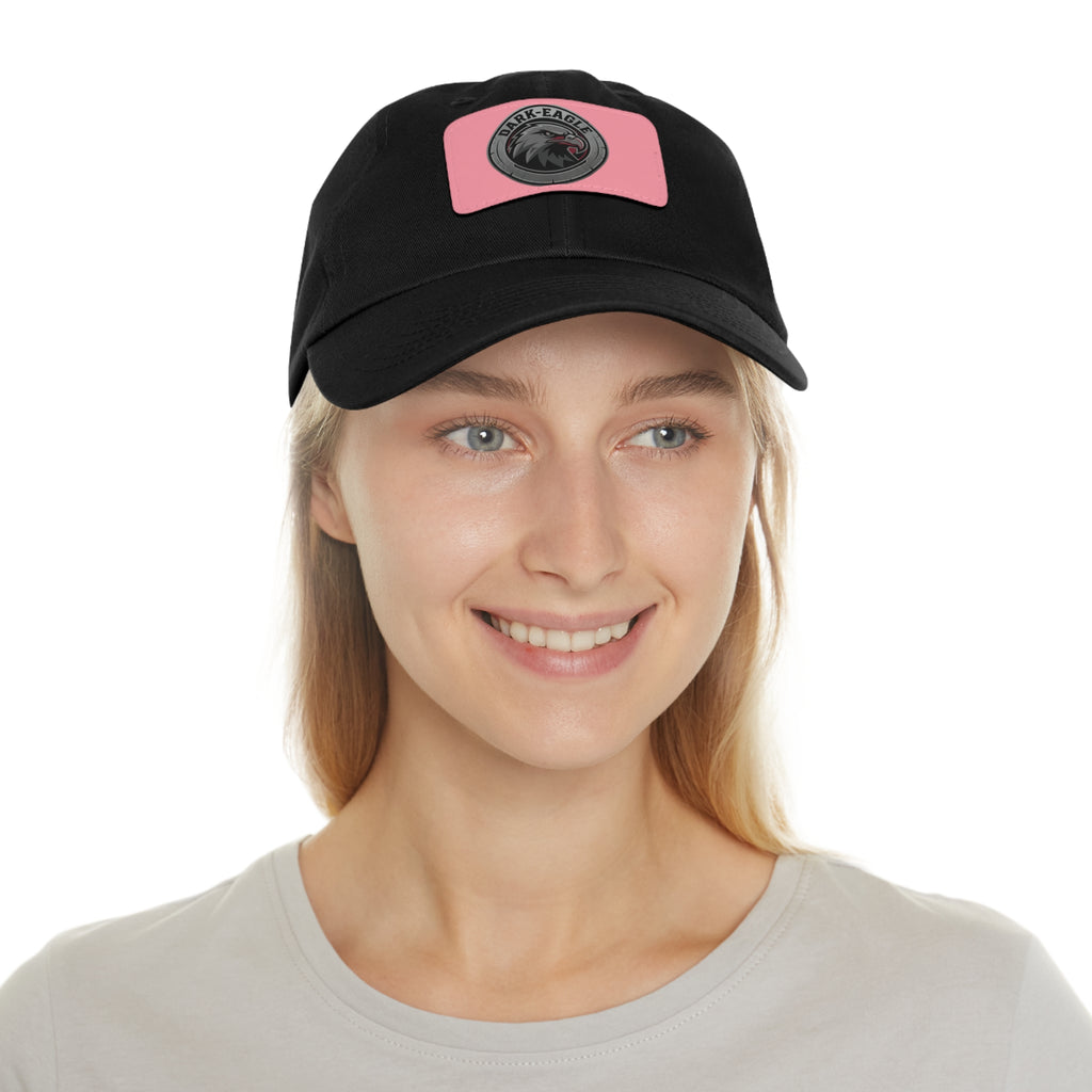 Leather Patch Dad Hat — ‘Dark Eagle’ Vintage Emblem Cap