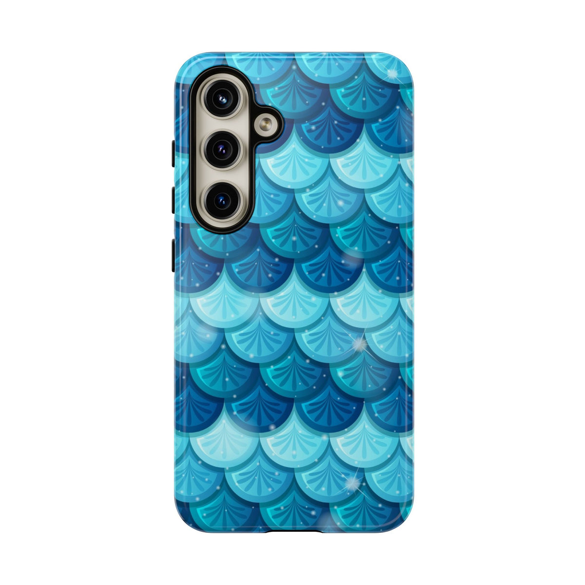 Carcasa Resistente Escamas Sirena Azul — Diseño Inspirado en el Océano