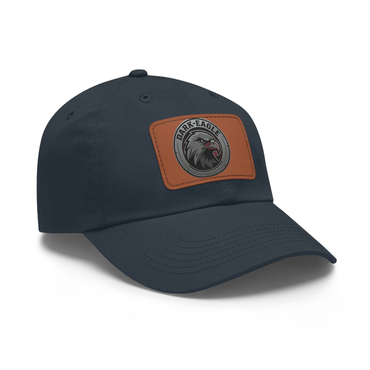 Leather Patch Dad Hat — ‘Dark Eagle’ Vintage Emblem Cap