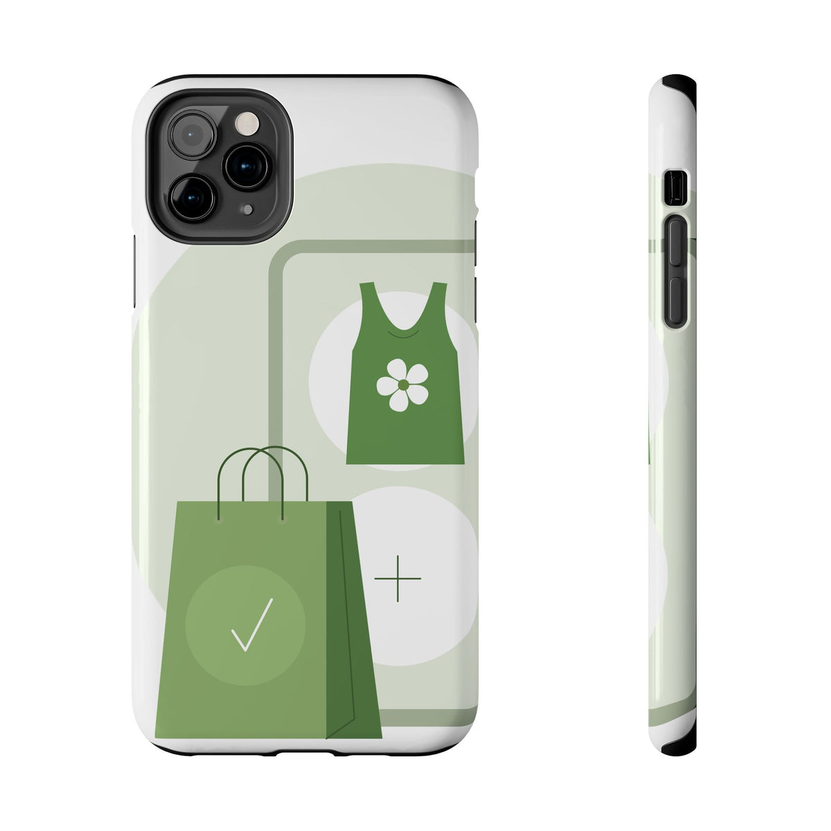 Green Shopping Icons Tough Phone Case — Eco Chic Protective Phone Cover