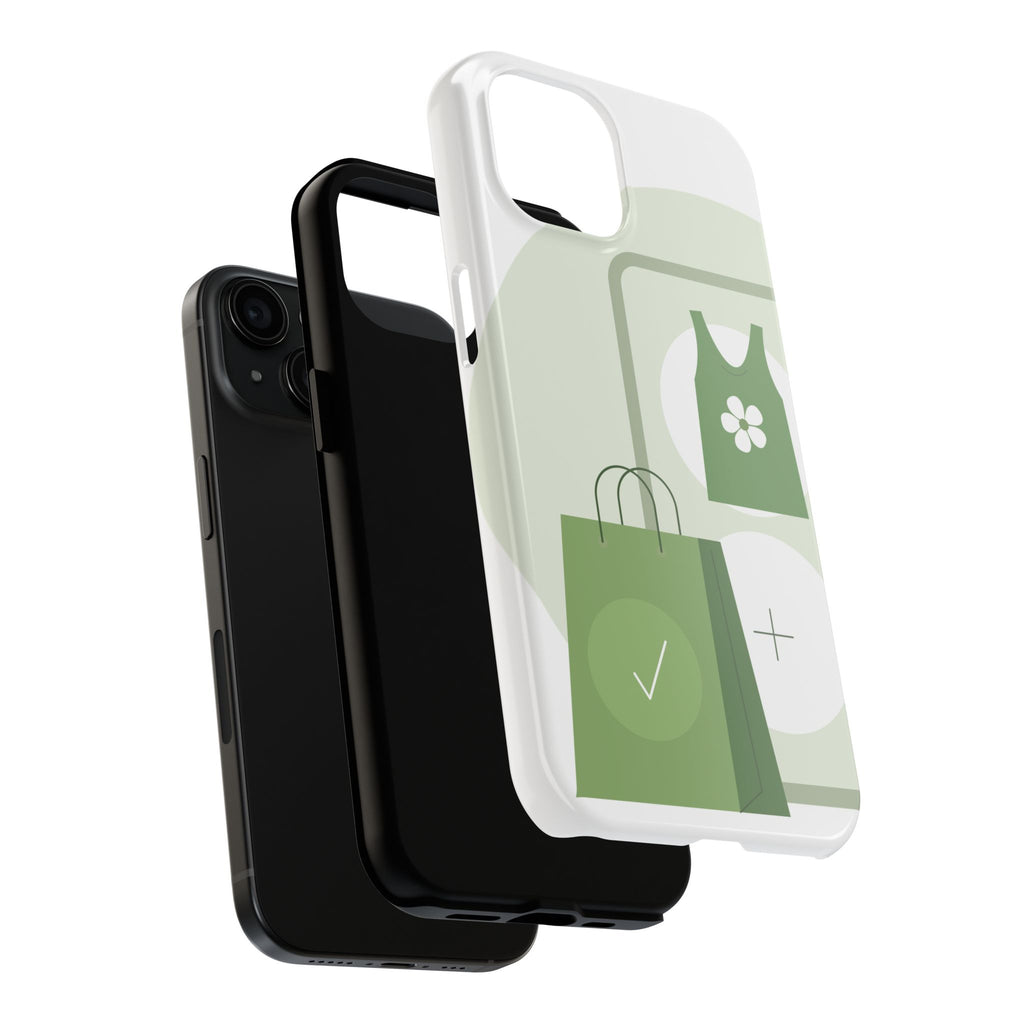 Green Shopping Icons Tough Phone Case — Eco Chic Protective Phone Cover