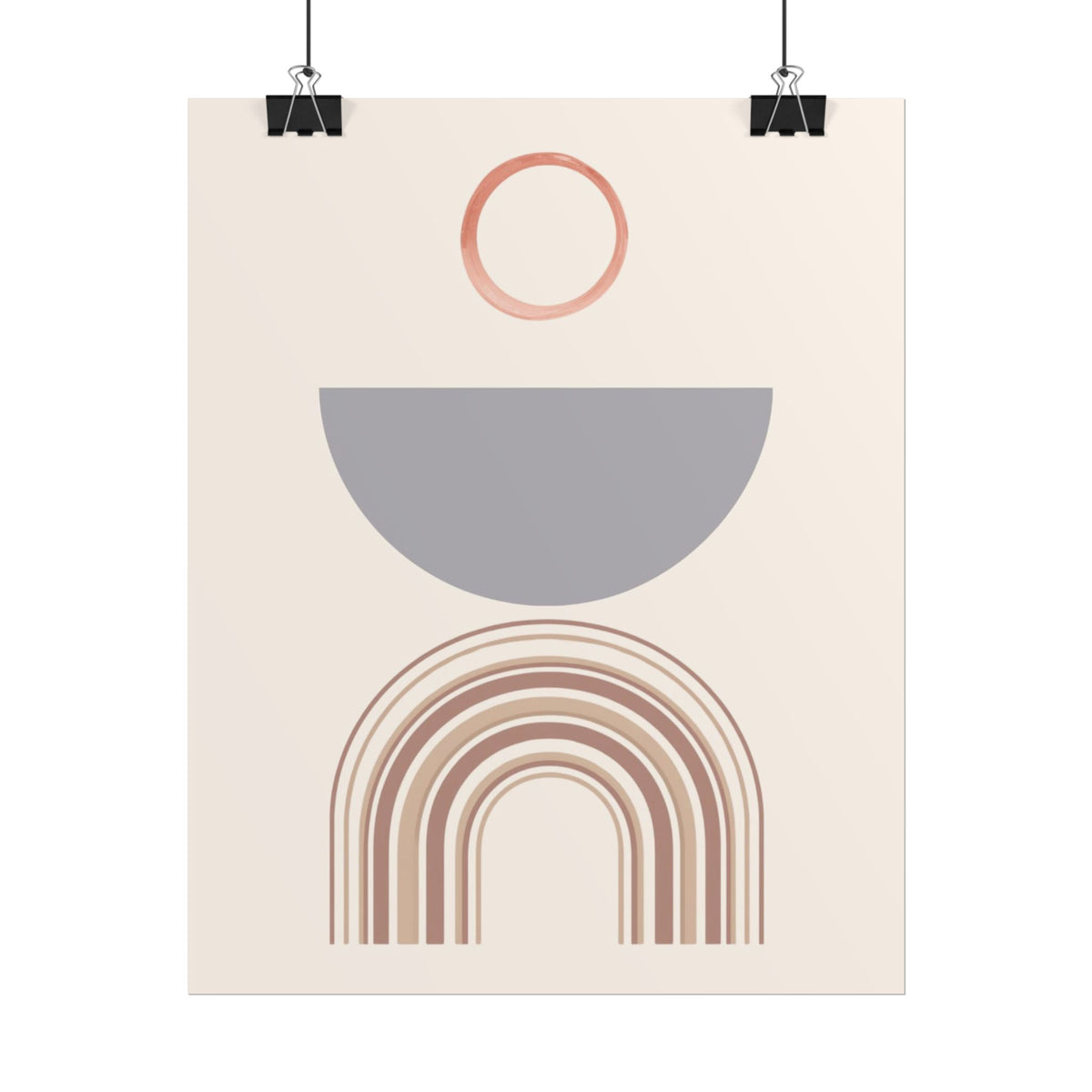 Minimalist Abstract Rainbow Poster – Neutral Boho Wall Art (Rolled Poster)