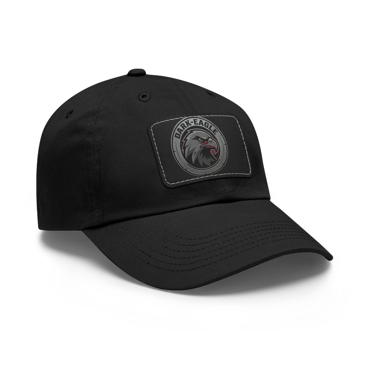 Leather Patch Dad Hat — ‘Dark Eagle’ Vintage Emblem Cap