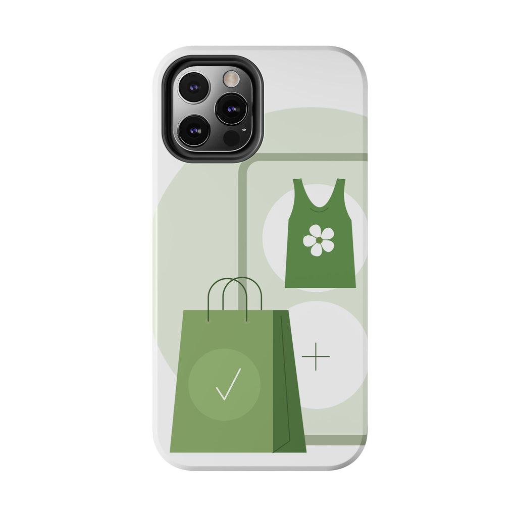 Green Shopping Icons Tough Phone Case — Eco Chic Protective Phone Cover