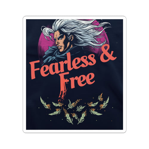 Fearless & Free Sticker — Empowering Gothic Woman Kiss-Cut Sticker