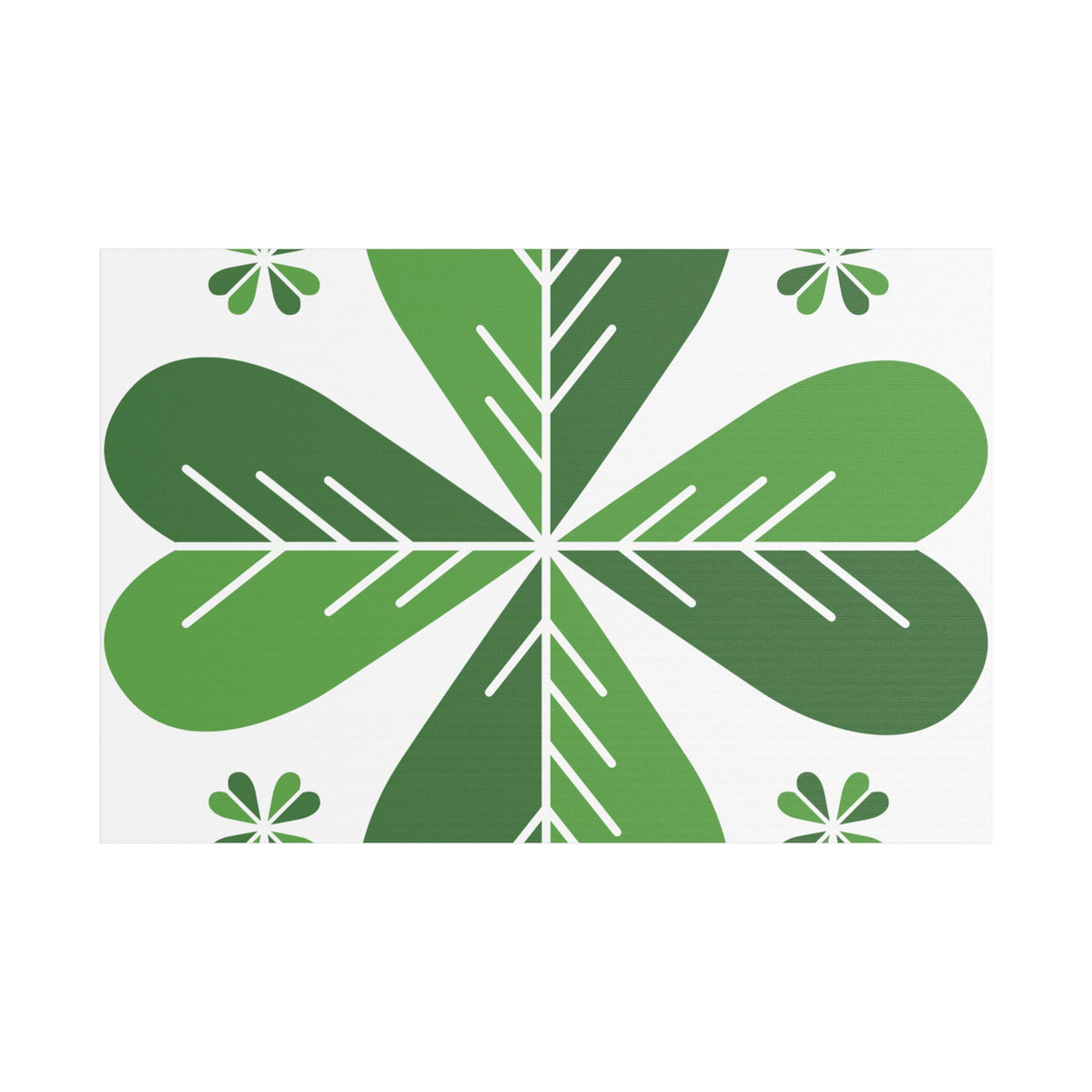 Green Clover Wall Art Canvas — Stretched Satin Botanical Print