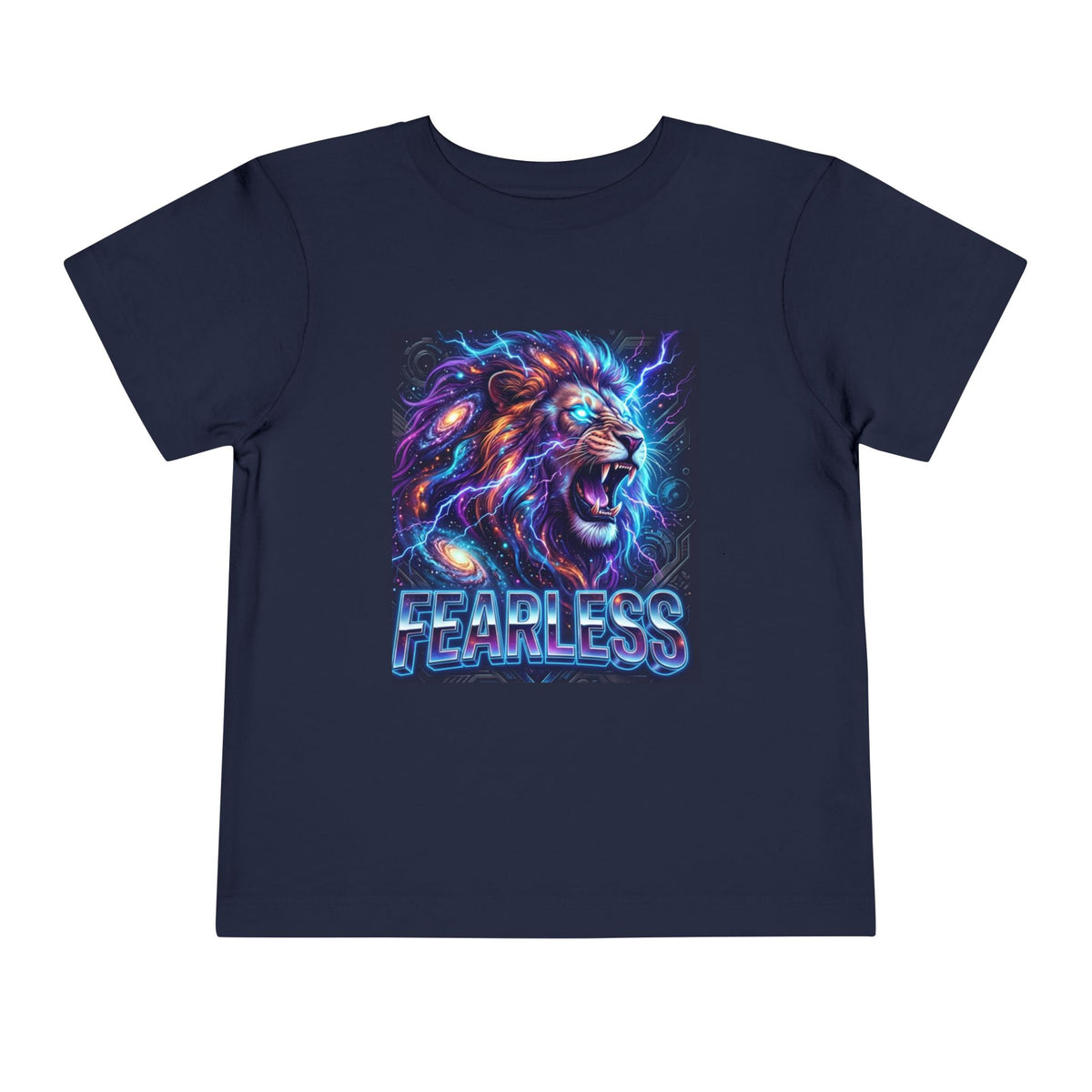 Fearless Neon Lion Toddler Tee — Bold Graphic Kids Shirt