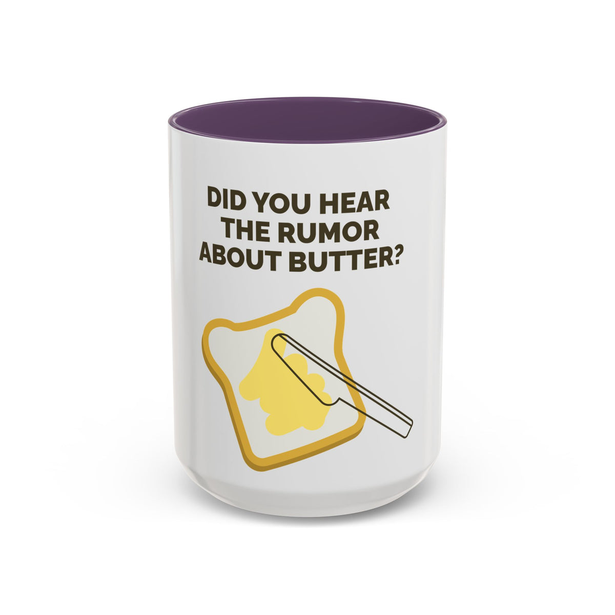 Funny Butter Pun Coffee Mug — "Did You Hear the Rumor About Butter?" Accent Mug