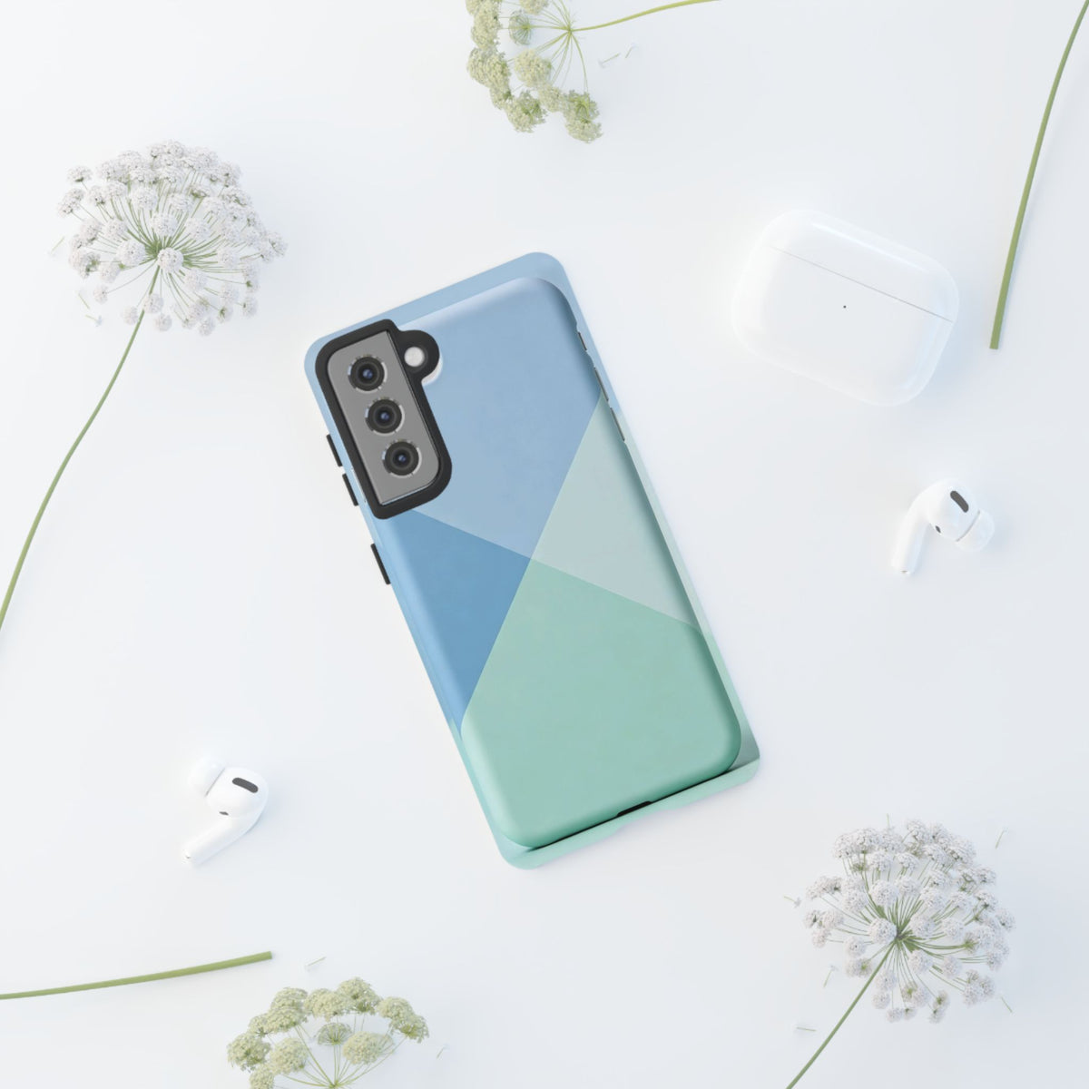 Geometric Mint & Sky Tough Phone Case