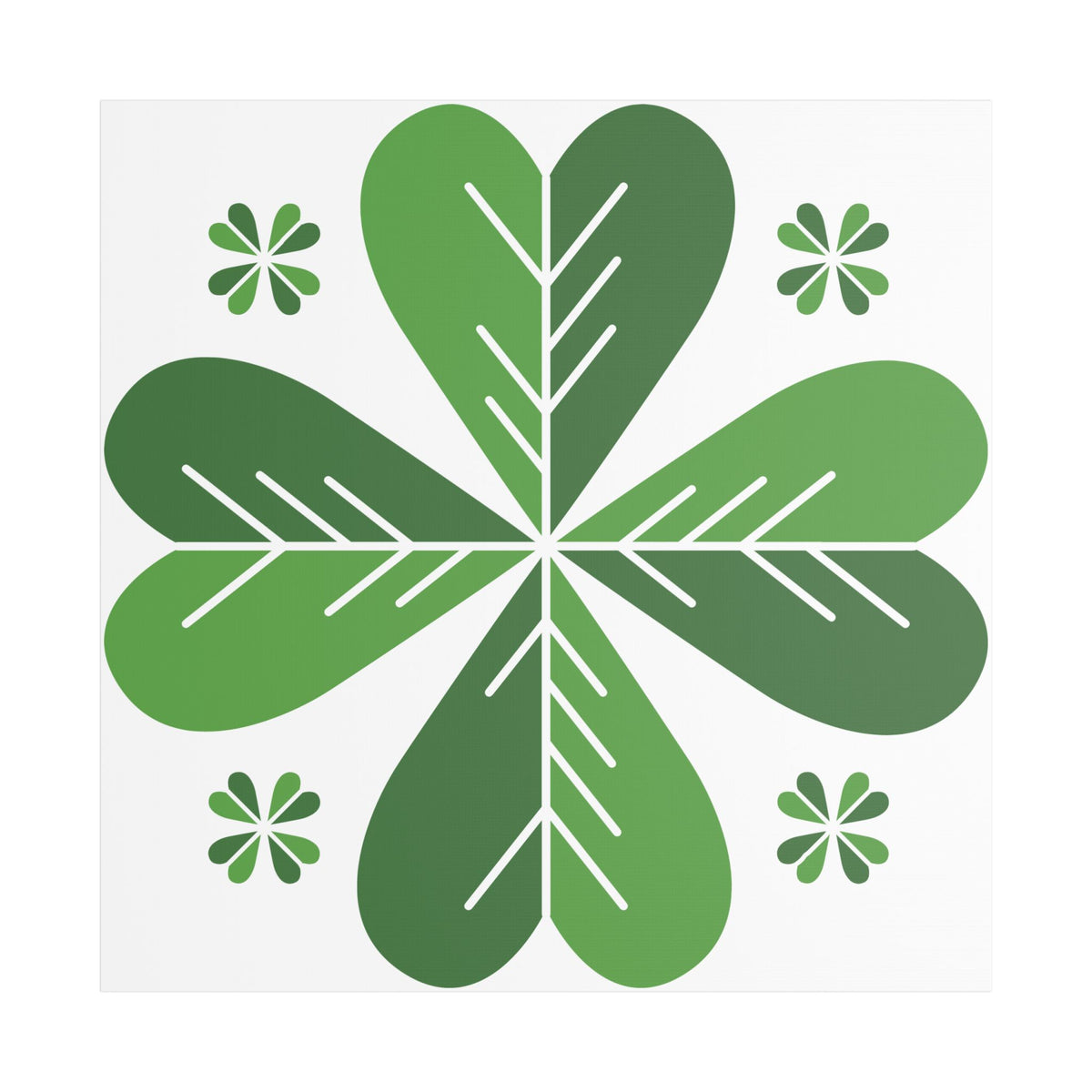 Green Clover Wall Art Canvas — Stretched Satin Botanical Print