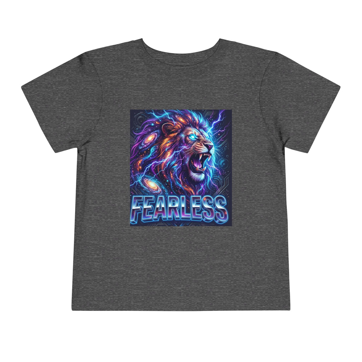 Fearless Neon Lion Toddler Tee — Bold Graphic Kids Shirt