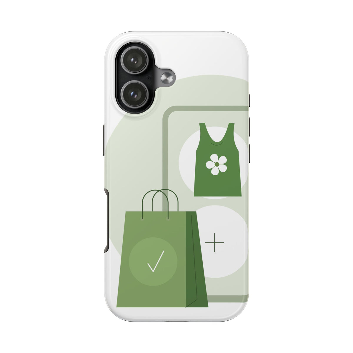 Green Shopping Icons Tough Phone Case — Eco Chic Protective Phone Cover