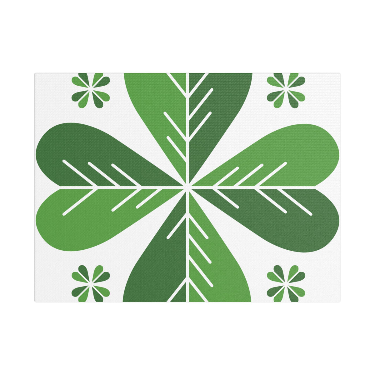 Green Clover Wall Art Canvas — Stretched Satin Botanical Print
