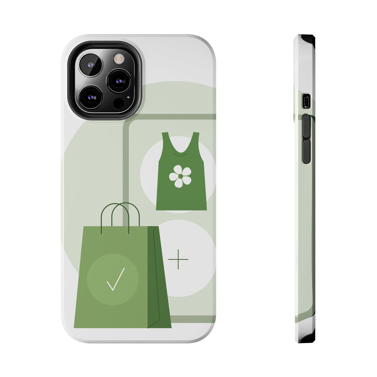 Green Shopping Icons Tough Phone Case — Eco Chic Protective Phone Cover