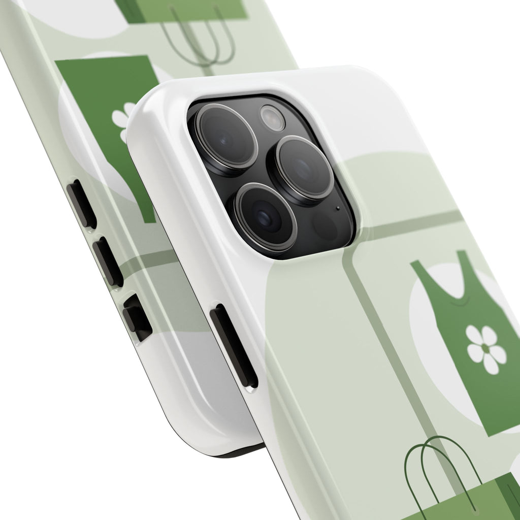 Green Shopping Icons Tough Phone Case — Eco Chic Protective Phone Cover