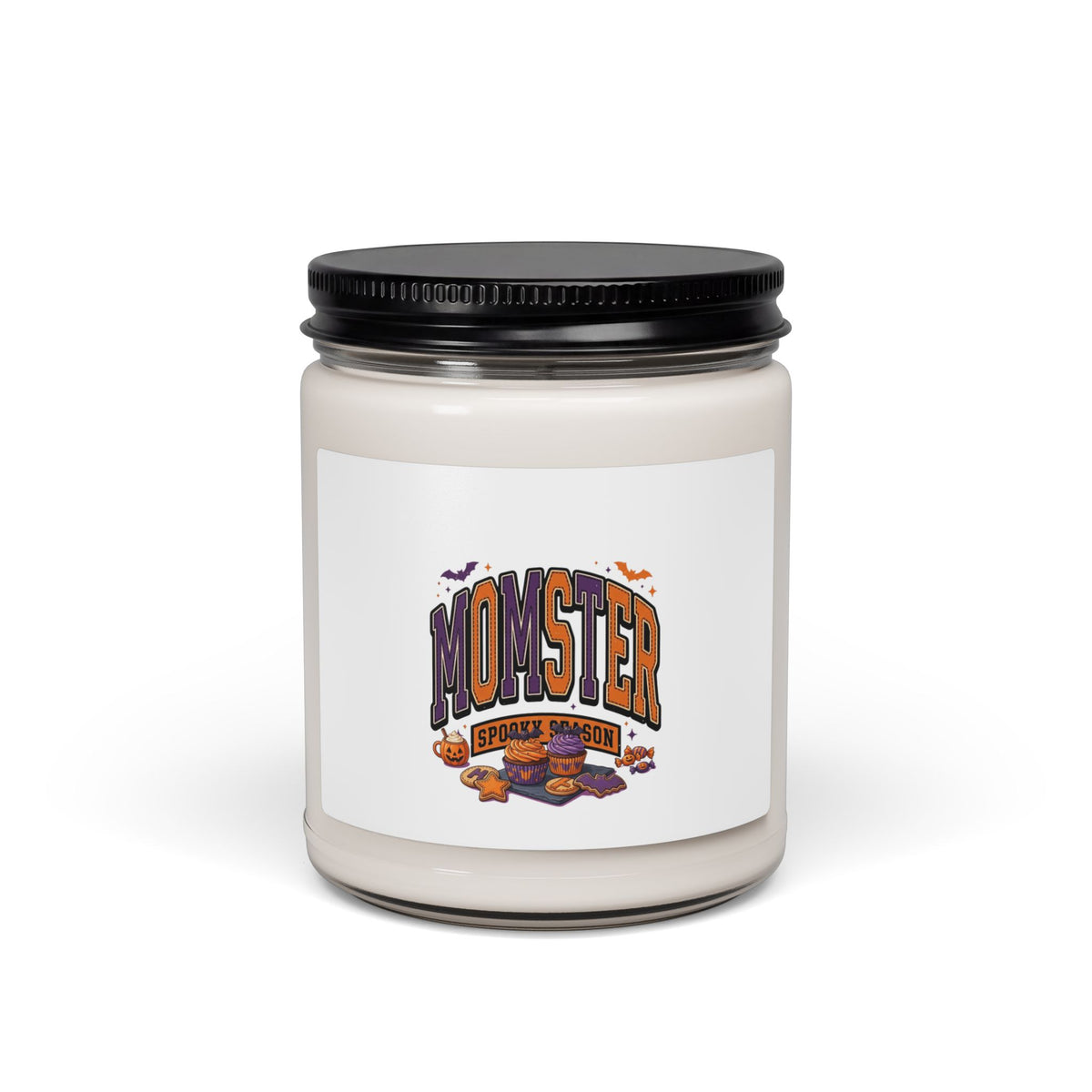 Momster Halloween Soy Candle, Pumpkin Spice Scent | Purple Orange Spooky