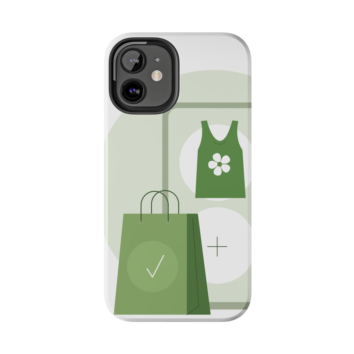 Green Shopping Icons Tough Phone Case — Eco Chic Protective Phone Cover