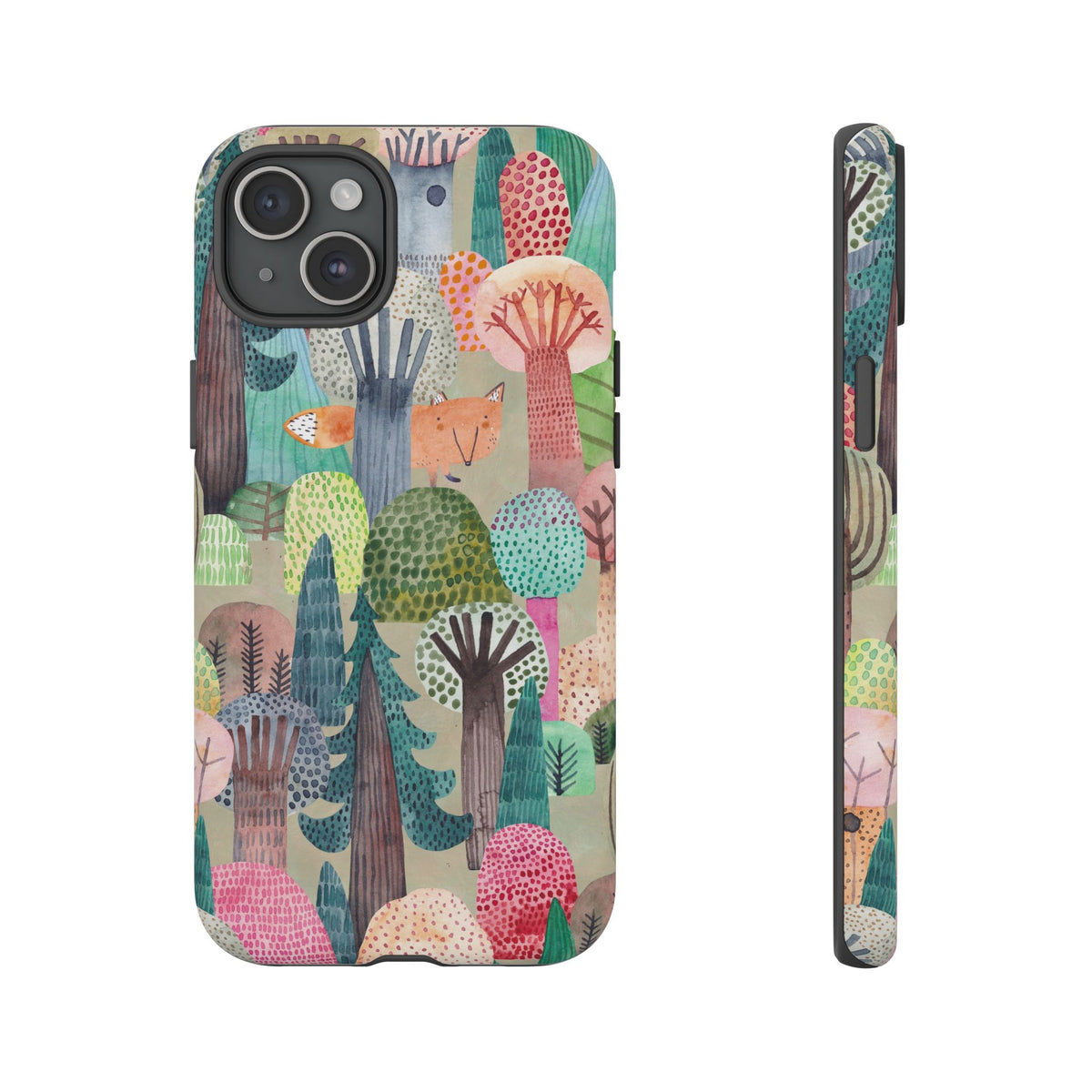 Woodland Fox Phone Case — Colorful Forest Art iPhone Cover